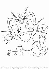 Meowth Colorir ポケモン Alolan Coloriage Pokémon Drawingtutorials101 sketch template
