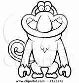 Monkey Proboscis Clipart Cartoon Outlined Grinning Coloring Cory Thoman Vector sketch template