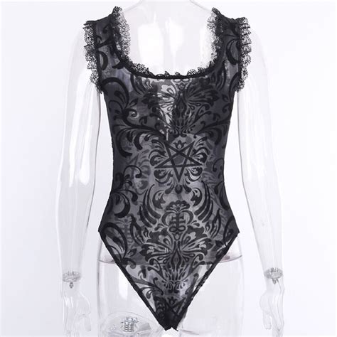 gothic lace and mesh bodysuit rock n doll