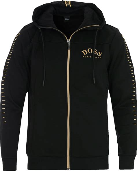 boss athleisure saggy win full zip hoodie black gold hos