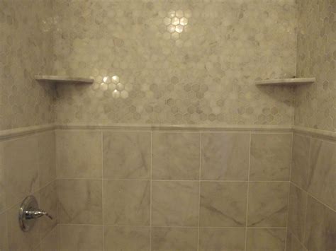 carrara shower surround with hexagon shower surround
