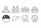 Singapore Icon Vector Clipart Edit sketch template