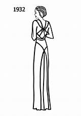 Fashion Coloring Dress 1930s 1932 Sketches 1930 Silhouettes 1920s Costume Silhouette Template Drawings Dresses Uploaded User sketch template