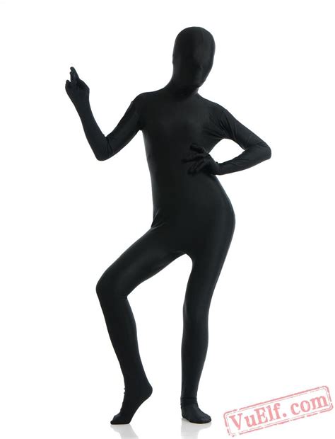 Black Full Body Costumes Lycra Spandex Bodysuit Zentai Suit Black