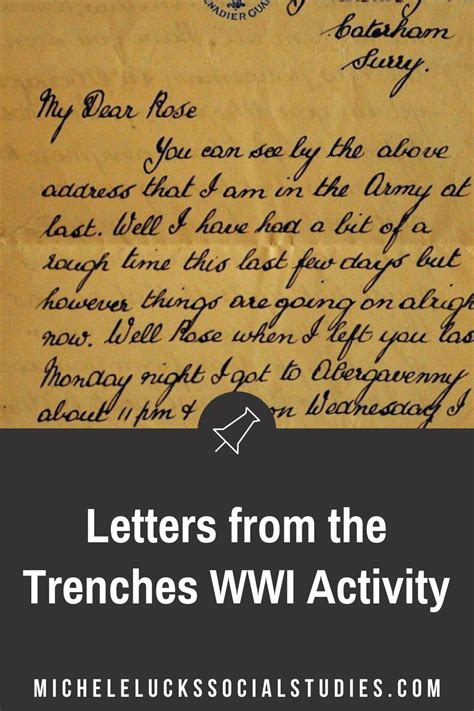 letters   trenches  wwi primary source analysis activity world
