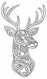 Mandala Coloring Reindeer Pages Embroidery Paper Animal Patterns Bohemian Choose Board sketch template
