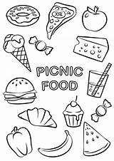 Food Coloring Pages Print Printable Easy Colouring Kids Cute Color Choose Board Breakfast Sheets Picnic sketch template