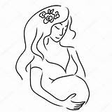 Pregnant Woman Drawing Lady Drawn Hand Illustration sketch template