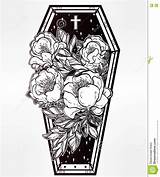 Coffin Mystic Decorative Mystical sketch template