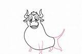 Bull Drawing Draw Easy Head Realistic Kids Raised Thin Tail sketch template