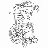 Colorazione Rotelle Sedia Disabile Ragazza Carina Disabilitato sketch template