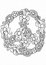 Coloring Peace Pages Sign Adult Printable Kids Symbol Adults Colouring Flowers Flower Sheets Heart Mandala Color Clip Books Getcolorings Templates sketch template