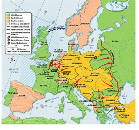 map  europe showing  major battles  ww world war