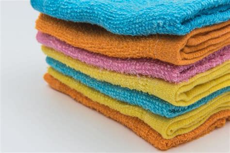 closeup colorful beautiful towels  background stock photo image