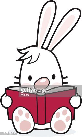 dessin de lapin avec un livre de lecture illustration getty images