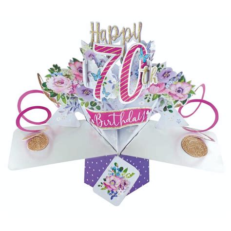 happy 70th birthday pop up greeting card cards