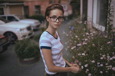Hd Wallpaper Women With Glasses 500px Model One Person Looking At