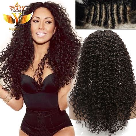 long kinky curly wig black virgin brazilian curly hair lace wig