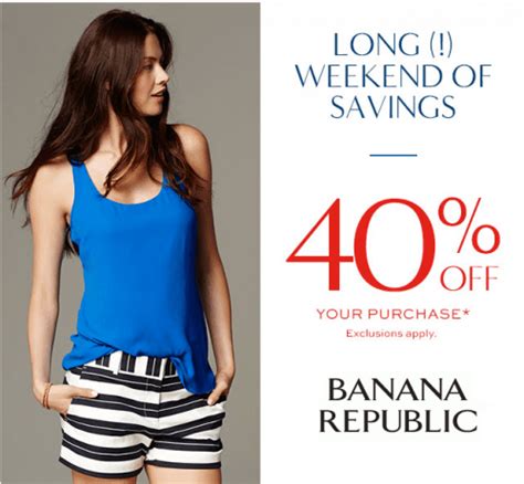 banana republic long weekend sale save    entire purchase canadian freebies
