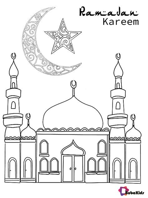 ramadan kareem mosque crescent  star coloring page bubakidscom