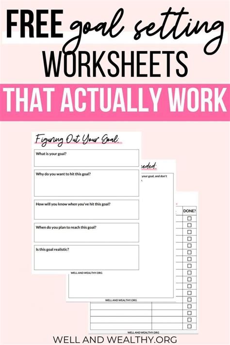 goal setting worksheet templates  incredible