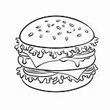 Burger Coloring Sandwich Vector Book Illustration Preview sketch template