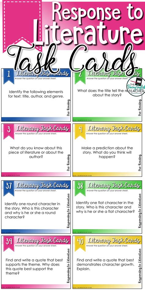 analyzing literature task cards for any novel novel review task cards 1