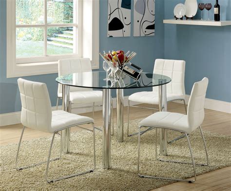 adalia  glass chrome dining table set   glass table