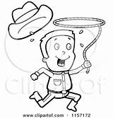 Running Cowboy Lasso Swinging Happy Clipart Cartoon Cory Thoman Outlined Coloring Vector sketch template