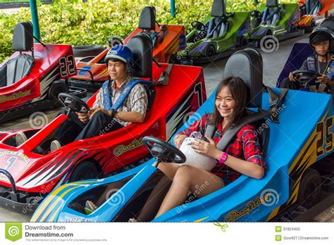 Thai Teens Perpare For A Go Kart Race Editorial Image