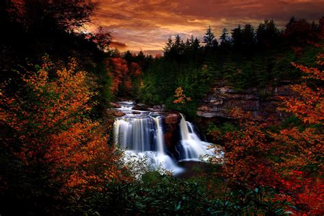 autumn fall waterfall tree foliage wallpapers hd desktop