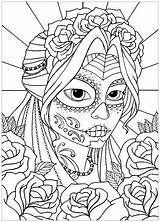 Coloring Muertos Dia Los El Pages Woman Día Adults Mandala Elegant Coloriage Dessin Imprimer Skull Adult Halloween Coloriages Color Just sketch template