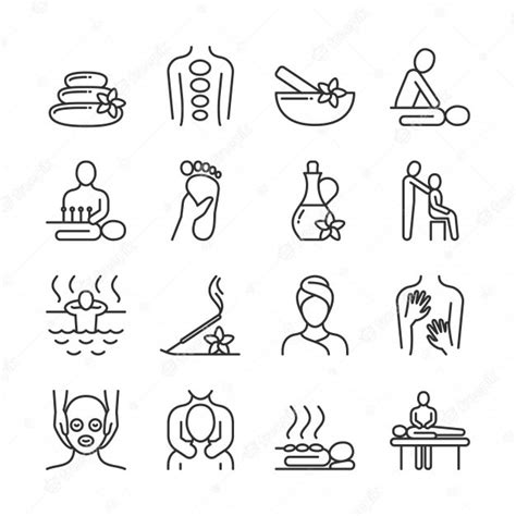 premium vector relaxing massage and organic spa line pictograms hand