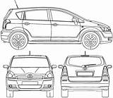 Toyota Corolla Verso 2004 Blueprints Minivan Car 2006 sketch template