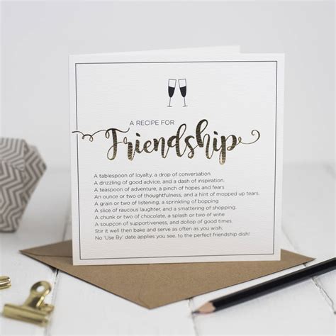 recipe for friendship card by bespoke verse