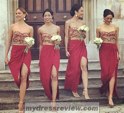 beautiful bridesmaid dresses red  gold yesterday highest quality    cl