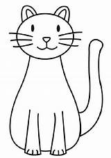 Cat Coloring Drawing Simple Kitty Kids Color sketch template