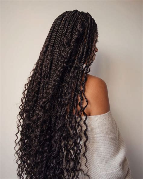 10 peerless box braids with curls sticking out