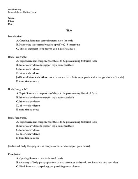 research paper outline       outline   format
