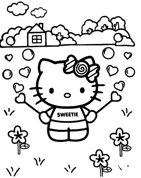 kitty sweetie  hearts  flowers colouring sheet  girls