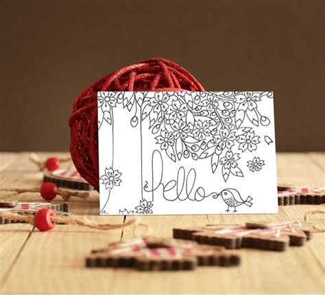 coloring cards printable note cards print  home set   etsy