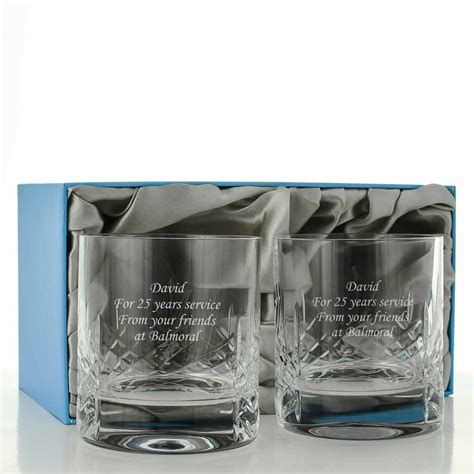 Engraved Mayfair Heavy 24 Lead Crystal Whisky Glass Set
