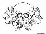 Skull Coloring Roses Pages Printable Getcolorings Colo Sugar sketch template