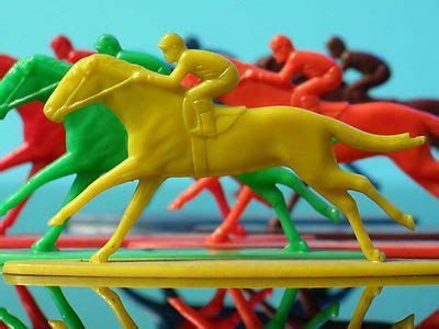 horse racing game board pieces vintage postwar hard plastic jockey race