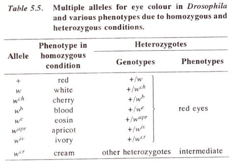 Eye Colour In Drosophila Multiple Alleles Based On Classical Concept