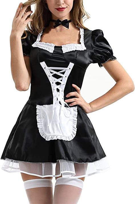 Jjsmile Cosplay Kostüm Maid Outfit Set Kleid Fliege Maid Kostüm