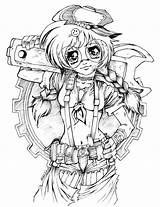 Steampunk Deviantart Mecano Coloring Pages Adult Anime Book Cute Girl Adults Deviant Colouring Ausmalen Manga Punk Yam Puff Drawings Visit sketch template