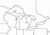 Lakes Great Map Outline Michigan Printable Blank Geography Choose Board sketch template