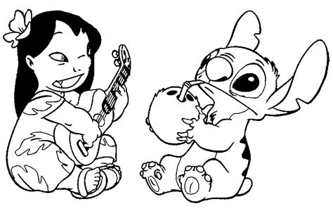 lilo  stitch playing guitar coloring pages  kids eo printable