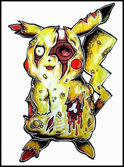 zombie pokemon scary art pikachu drawing creepy art